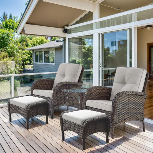 Vista 42 de HUMMUH Juego de 2 sillas de mimbre para exteriores, sillas de comedor con respaldo alto y asiento profundo para jardín, porche, patio trasero