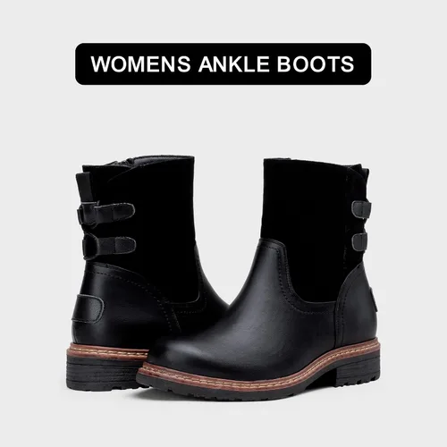 Vista 6 de Vepose Botines 9680 para mujer, de tacón bajo, botines de moda para mujer con cordones en la espalda y cremallera lateral