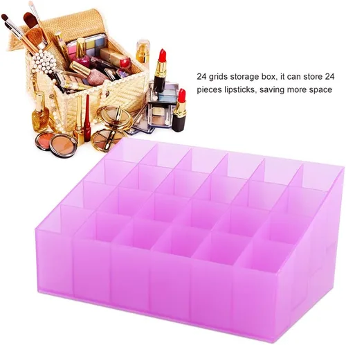Vista 3 de Organizador de lápiz labial, 24 rejillas, organizador de maquillaje de lápiz labial, soporte para lápiz labial, organizador de brillo de labios