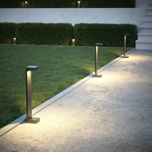 Vista 2 de Luces de poste al aire libre, simple y moderna luz LED eléctrica para césped de aluminio, impermeable, luz de jardín, villa, calle, comunidad