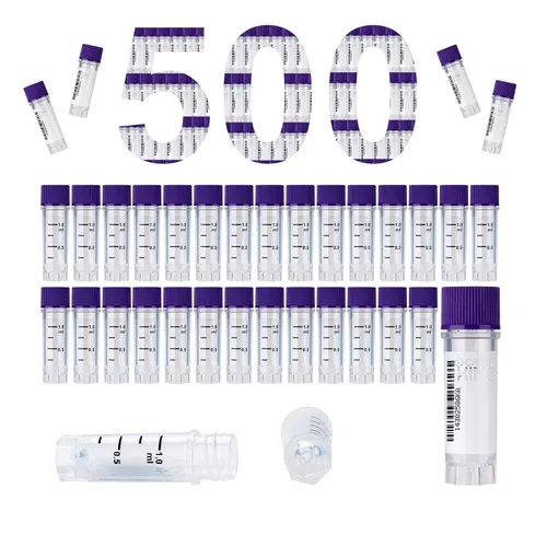 Vista 41 de Cryoviales de 0.0 fl oz, 25Pcs Cryotubes con código de barras lateral, frascos de esterilización con rosca externa, tubos de muestra con tapas Azul