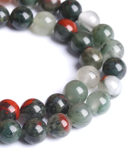 Vista 4 de 88 cuentas de piedra natural africana de piedra de sangre para hacer joyas y pulseras