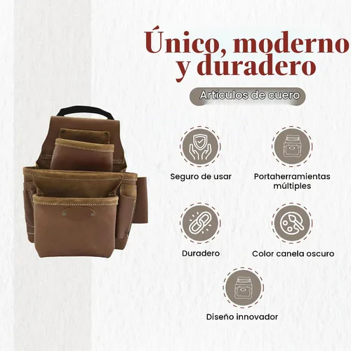 Vista 4 de Style n Craft Estuche para uñas y herramientas de 8 bolsillos, bolsa de herramientas de cuero resistente, bolsa de cuero de grano completo perfecta