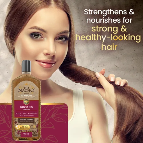 Vista 3 de TIO NACHO Shampoo Ginseng con Jalea Real - Reduce la caída del cabello 14 Onzas Líquidas