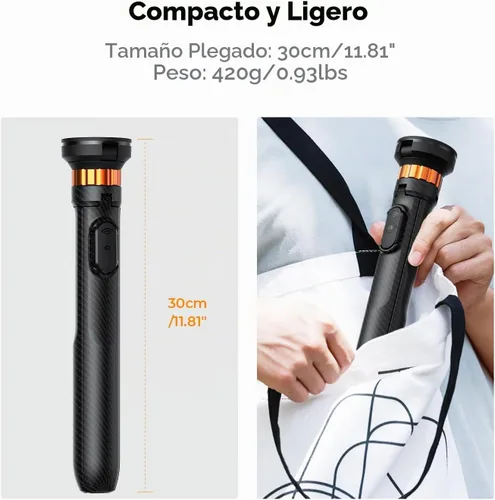 Vista 7 de K&F Concept Trípode magnético para selfie de 63 pulgadas, soporte ligero para teléfono celular con control remoto inalámbrico, compatible con iPhone