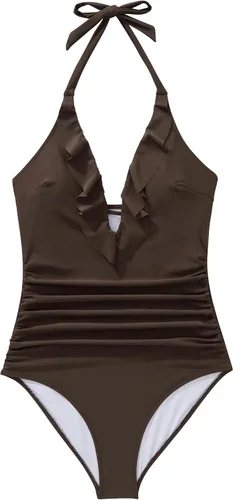Vista 29 de SUUKSESS Traje de baño sexy de una pieza con volantes y control de abdomen para mujer