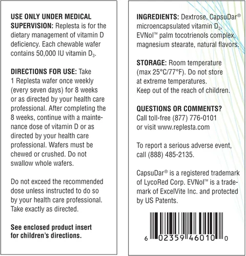Vista 8 de Replesta - Colecalciferol de vitamina D3 de 50,000 UI para deficiencia de vitamina D, oblea masticable una vez a la semana, sin OMG, sabor a naranja