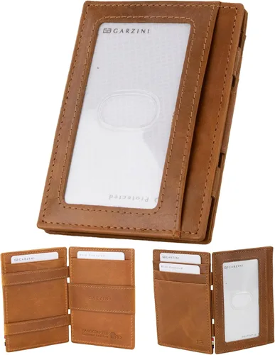 Vista 12 de GARZINI Cartera mágica con soporte para identificación, cartera minimalista con tarjetero RFID, cartera de cuero para 8 tarjetas, 01 Negro carbón