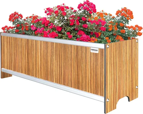Vista 7 de Cama de jardín elevada (36 x 12 x 14 pulgadas) resistente a la intemperie, maceta para exteriores con drenaje para camas de verduras, jardinería