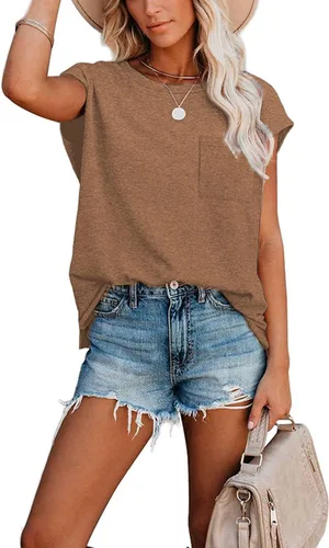 Vista 16 de CNFUFEN Camisetas de manga corta/larga para mujer, a la moda, casual, de verano, ligeras, sólidas, de moda