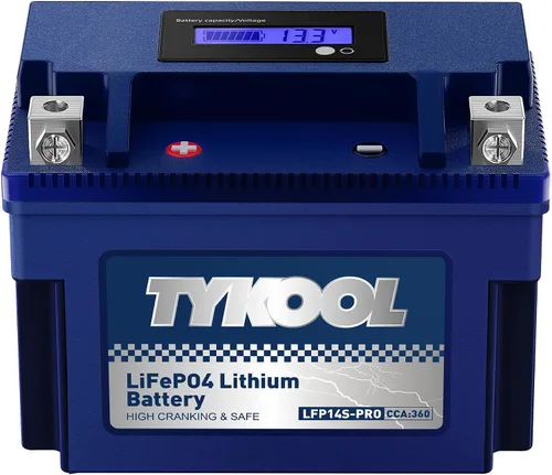 Vista 8 de TYKOOL YTZ5S - Batería de litio para motocicleta, 12,8 V, 3 Ah, 180 CCA LiFePO4, batería para deportes de motor para ATV, UTV, motos de nieve, moto