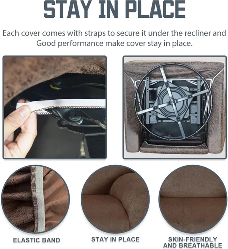 Vista 5 de ANARACHON Fundas para Sillas Reclinables Tipo Cuero, 4 Piezas Funda para Sillón Reclinable Lazy Boy, Protector de Muebles - Funda Suave Lavable