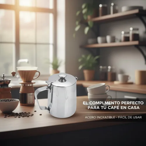 Vista 7 de Jarra de espuma de leche de acero inoxidable 11.8 fl oz con tapa, para arte con leche y espuma de café