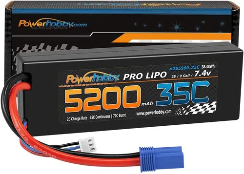 Vista 7 de Powerhobby - Batería Lipo de 2 celdas de 2 celdas, 7.4 V, 5200 mAh, 35c, con enchufe EC5, 2 celdas (paquete de 2)