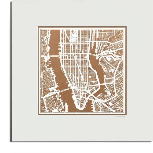 Vista 76 de O3 Design Studio San Diego, CA Paper Cut Map Matted Grey 20x20 in Paper Art