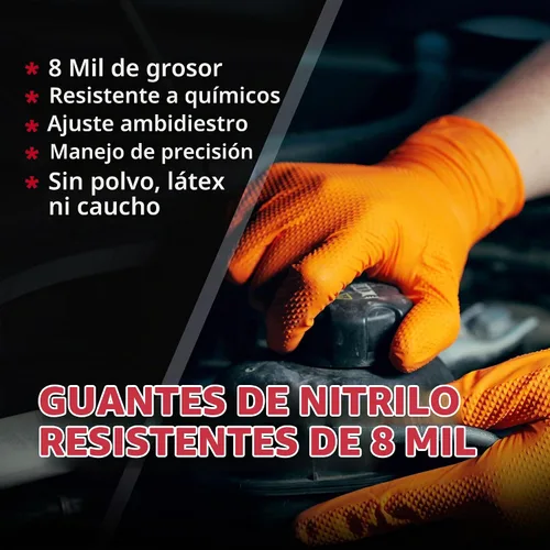 Vista 2 de Jointown Guantes Básicos de Nitrilo de Servicio Pesado, Guantes de Mecánico de Nitrilo Desechables de 8 Mil, con Textura de Diamante Elevada, Caja