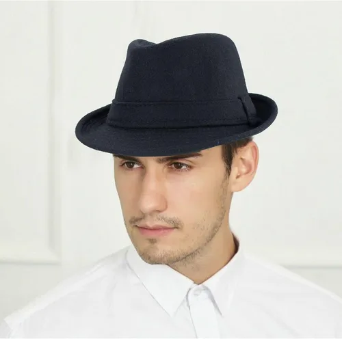 Vista 5 de Sombrero unisex clásico de Manhattan-Gangster-Fedora-Sombrero Trilby de ala corta, para mujeres y hombres, de fieltro de lana, con banda (S/M)