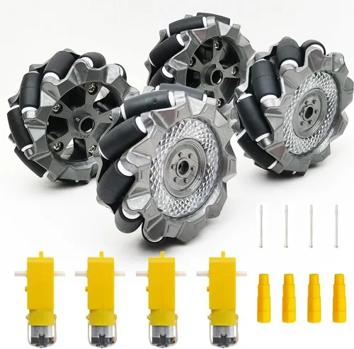 Vista 10 de Kit de coche de rueda mecánica DIY con chasis de metal y motor TT Robot inteligente 4WD Kit de programación de coche omnidireccional con codificador