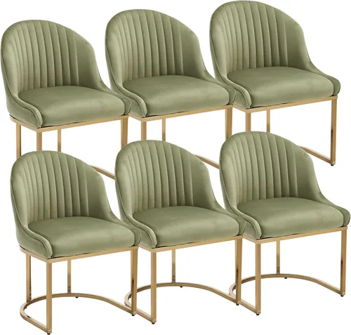 Vista 20 de Juego de 2 sillas de comedor de terciopelo, sillas de comedor tapizadas con patas de metal dorado, sillas auxiliares modernas para cocina, sillas