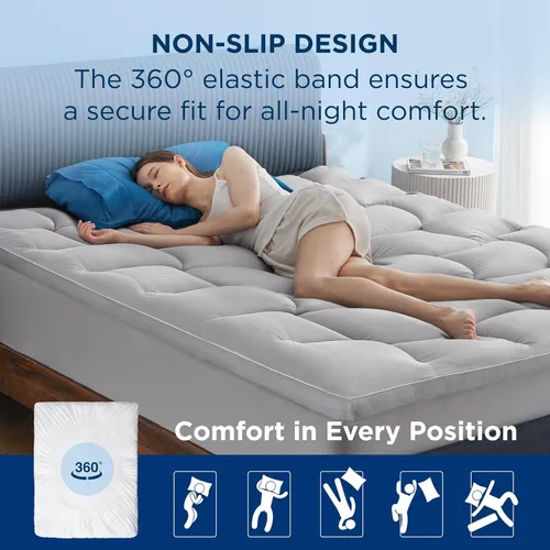 Vista 8 de Bedsure Cubrecolchón Impermeable Tamaño Full - Protector de Colchón Full Tipo Pillow Top con Bolsillo Profundo de 8-21 Pulgadas, 800 GSM Almohadilla