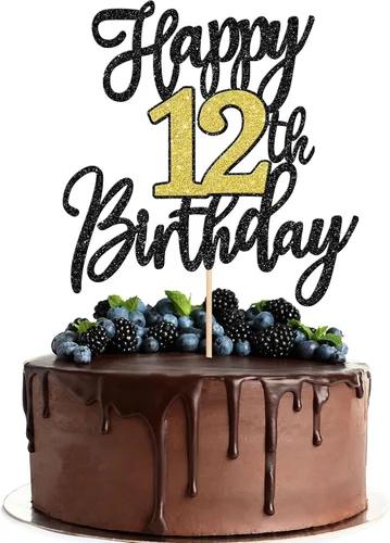 Vista 7 de 1 PCS Decoración para Pastel Feliz Cumpleaños Número 10 Negro Dorado con Purpurina Brindis por 10 Años Selección de Pastel de Cumpleaños 10 Fabuloso