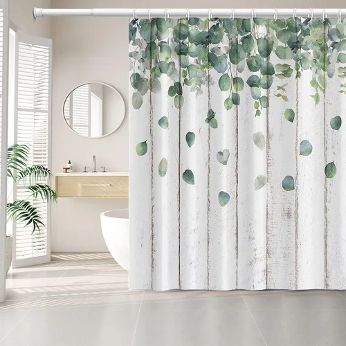 Vista 8 de Cortina de Ducha Floral Bohemia Negra Flores de Mediados de Siglo Botánica Moderna Elegante Estética Cortina de Ducha para Decoración de Baño