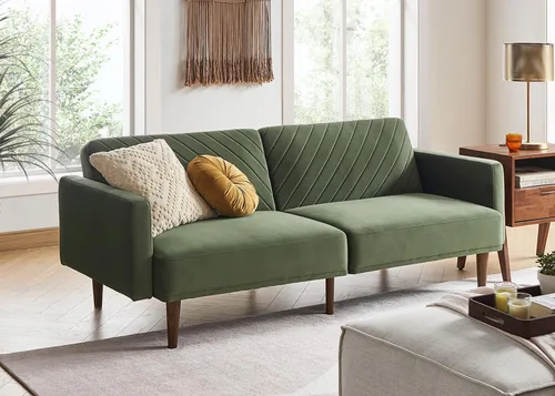 Vista 11 de mopio Sofá cama futón de 76.4 pulgadas, sofá biplaza, sofá cama, sofá futón moderno de mediados de siglo, sofá cámara, sofás para sala de estar