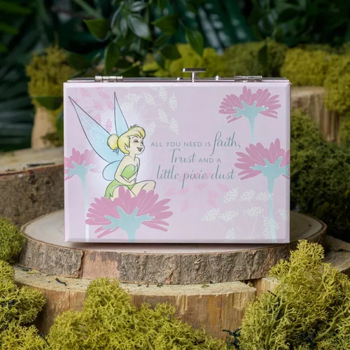 Vista 5 de Happy Homewares Peter Pan Tinkerbell Pink Pixie Dust Glitter - Joyero musical para una niña o amante - Con licencia