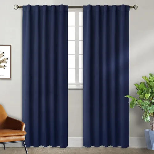 Vista 21 de KEMCO Cortinas opacas con pestaña trasera y bolsillo para barra, cortinas opacas con aislamiento térmico sólido para sala de estar, dormitorio
