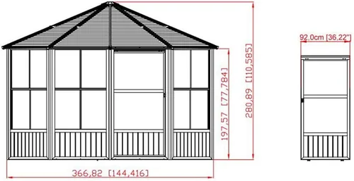 Vista 8 de Sojag Solarium Charleston al aire libre de 12' x 12' solarium al aire libre con mosquiteras