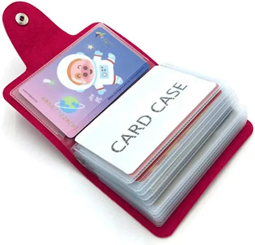 Vista 2 de Tarjetero unisex de piel para tarjetas de crédito, paquete de 2 (rojo y marrón)