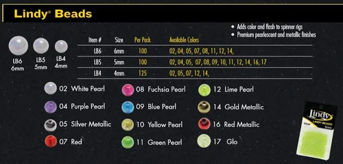 Vista 2 de Lindy Cuentas para equipos giratorios de pesca, añade color y destello para atrapar peces