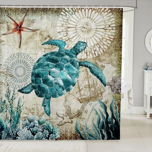 Vista 15 de Cortina de ducha de baño de mármol, cortina de ducha de tela gris y blanca con ganchos, arte único estampado de teñido anudado 3D, accesorios