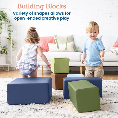 Vista 4 de ECR4Kids SoftZone - Juego de bloques de construcción para niños pequeños, 7 Espuma suave, cubierta de poliuretano, espuma certificada GREENGUARD