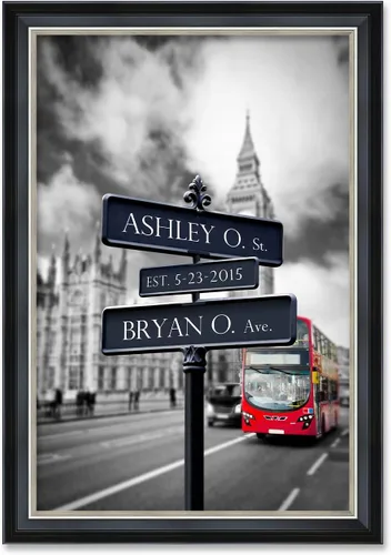 Vista 32 de IPIC - Personalized Framed Canvas with Custom Street Sign in Boston Personalized Street Signs with Names, Custom Canvas Print, Boston Sunset