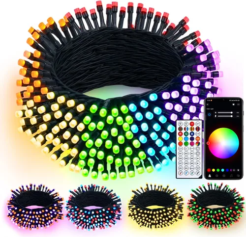 Vista 25 de JMEXSUSS - 250 luces LED de Navidad azules conectables, luces de cadena