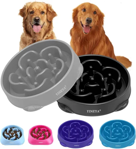 Vista 14 de YINEYA 2 cuencos de alimentación lenta antiasfixia para perros de tamaño pequeño, cuenco de alimentación lenta para gatos, suministros