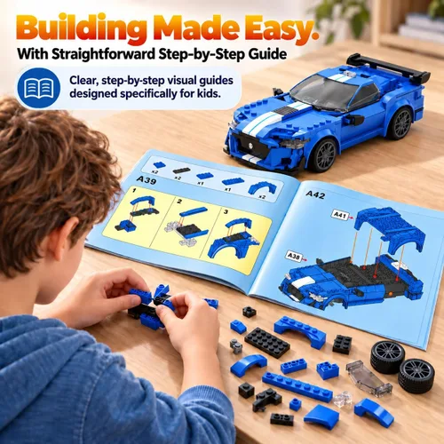 Vista 4 de WISEPLAY Juego de construcción de automóviles a control remoto, construye tu propio kit de automóvil a control remoto, kit de construcción