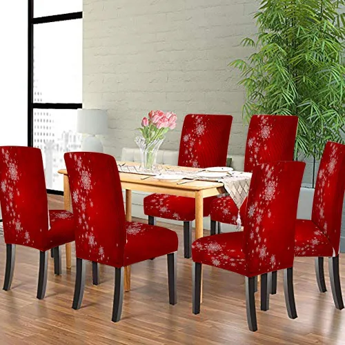 Vista 40 de CAPSCEOLL Christmas Dining Chair Covers,Snowflakes Festive Winter Pattern Stretch Chair Covers for Dining Room Set of 2 Washable Spandex Parson
