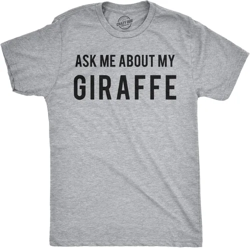 Vista 2 de Ask Me About My Giraffe - Camiseta divertida con diseño de animales, Gris claro jaspeado
