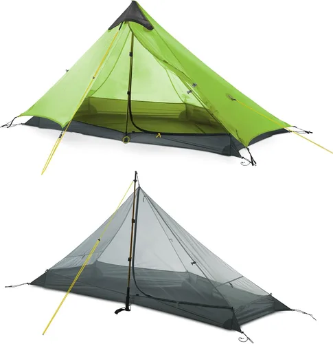 Vista 11 de LANSHAN Tienda de Campaña Ultraligera de 3 Temporadas para Mochilero para 1 Persona o 2 Personas Camping, Trekking, Kayak, Escalada, Senderismo