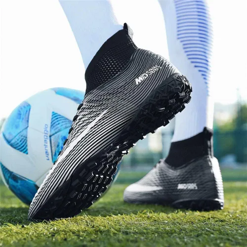 Vista 4 de Botas de fútbol para hombre, ligeras, transpirables, firmes, para exteriores, interiores, escuela, juego, entrenamiento