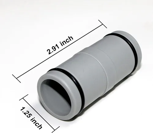 Vista 6 de Conector de manguera de repuesto de 1.25" de diámetro, adaptador de extensión de manguera, gris (2 interfaces)