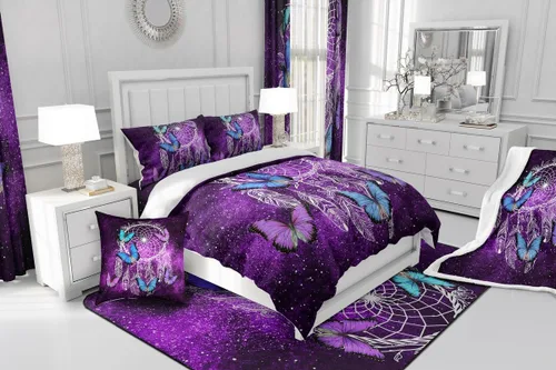 Vista 4 de Erosebridal Juego de ropa de cama de atrapasueños, tamaño individual, juego de funda de edredón bohemia de microfibra de lujo para niños
