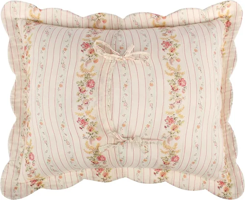 Vista 2 de Greenland Home Antique Rose - Funda de almohada acolchada 100% algodón, tamaño estándar de 20 x 26 pulgadas, color azul