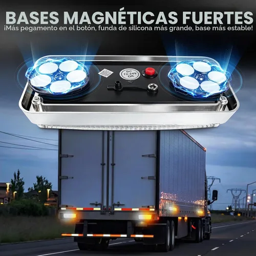 Vista 3 de Actualizado 2 piezas de luces estroboscópicas de peligro intermitentes magnéticas ámbar y blancas para camiones y vehículos, inalámbricas, de Ámbar