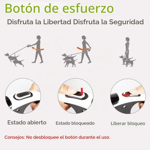 Vista 3 de EXPAWLORER Correa retráctil doble para perro, correa extensible con cerradura de doble cabeza, cinta de nailon reflectante de 16 pies, 360 sin