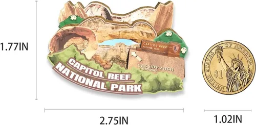 Vista 3 de Imán del Parque Nacional del Capitolio de los Estados Unidos, imán para nevera, monumentos de madera 3D, recuerdos coleccionables, decoración hecha