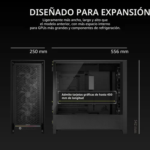 Vista 9 de [Usado] CORSAIR Frame 5000D RS Modular de alto flujo de aire Gabinete para PC semitorre – 4 ventiladores RS preinstalados, Sistema de montaje