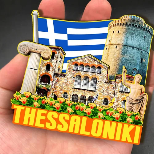 Vista 4 de Thessaloniki Grecia - Imán de madera 3D para nevera, recuerdos coleccionables, decoración artesanal, 3